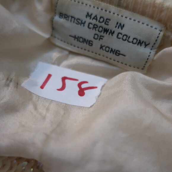 Womens Made in British Crown Colony of Hong Kong Ivory Sequined Blazer Jacket M - Picture 11 of 12